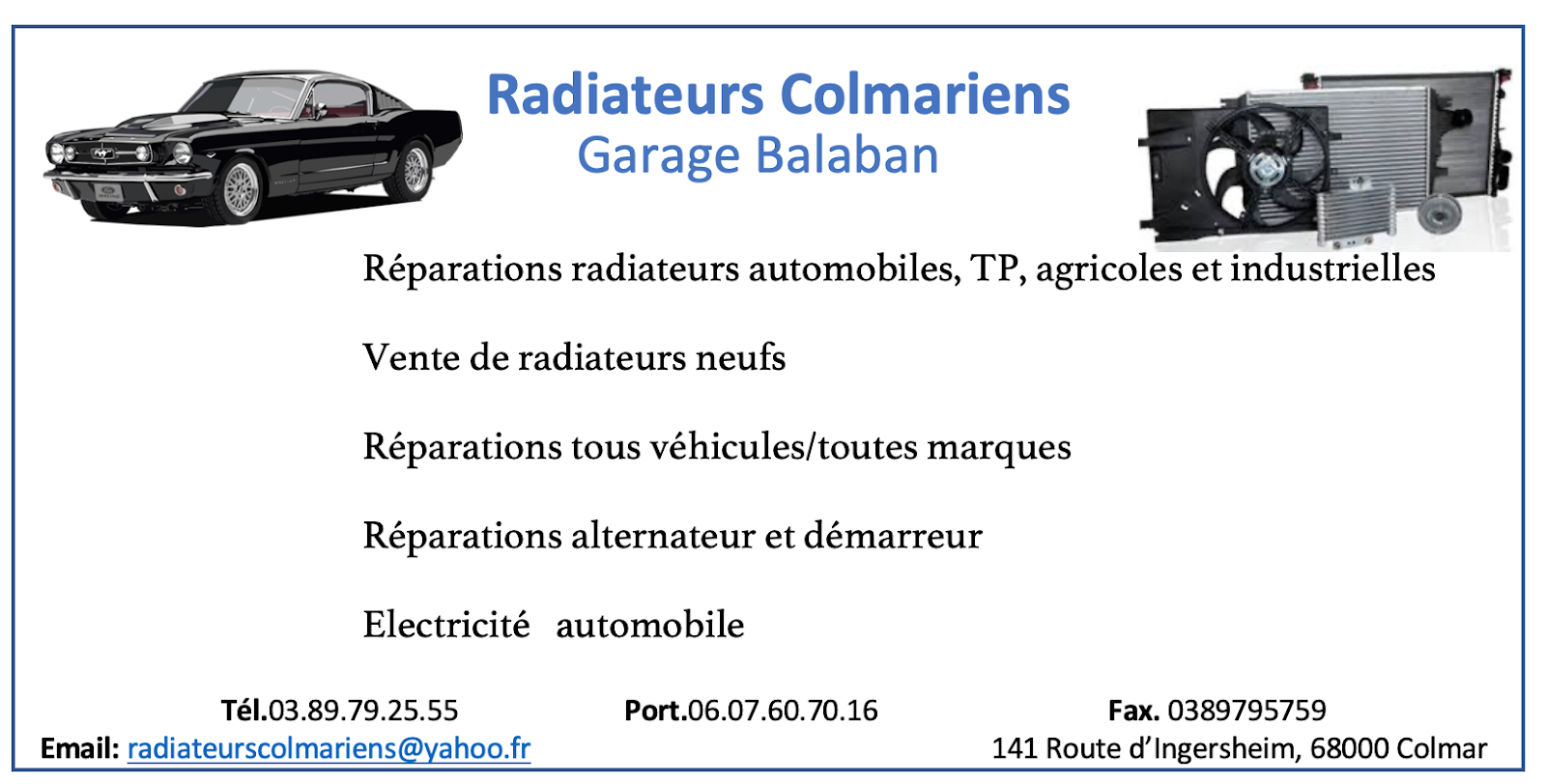 Radiateurs Colmariens - Garage Balaban