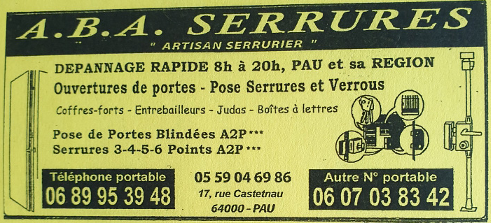 Logo de ABA SERRURES - Artisan serrurier depuis 1985